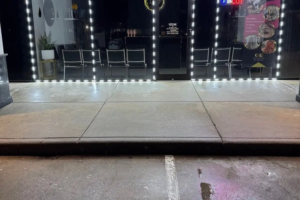 Storefront concrete after cleaning — Houston TX